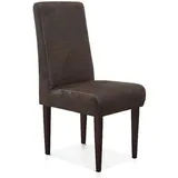 CAVADORE Esszimmerstuhl Malm / Polsterstuhl für Küche oder Esszimmer in Lederoptik / Mit Kontrastnaht / Passend zur Küchengarnitur Malm / 48 x 103 x 62 / Mikrofaser: braun