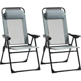 Outsunny 2er-Set Klappstuhl klappbarer Gartenstuhl mit Verstellbarer Rückenlehne Armlehne Campingstuhl für Garten Balkon bis 120 kg belastbar Oxford Grau