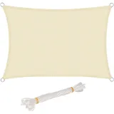 Woltu Sonnensegel Quadratisch HDPE 500 x 500 cm Creme