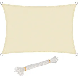 Woltu Sonnensegel Quadratisch HDPE 500 x 500 cm Creme
