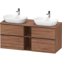Duravit „D-Neo“ Konsolenwaschtischunterbau mit Möbelgriff Diamantschwarz × Nussbaum Natur