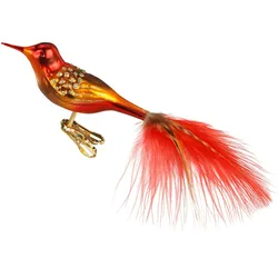 Christbaumschmuck Glas Vogel auf Clip Federn Weihnachtskugeln Weihnachtsbaum rot
