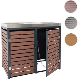 Mendler Mülltonnenverkleidung HWC-K14 124 x 134 x 84 cm walnuss