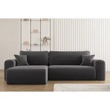 Kaiser Ecksofa mit Schlaffunktion Und Stauraum Für Bettzeug, L-förmiges Sofa,capri Stoff Poso Dunkelgrau Links