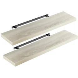 Casaria 2x Wandregal Eiche mit Halterung 90cm Schwebend