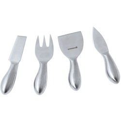 SWISSMAR Käsemesser Set, 4-teilig:, je Weichkäseschneider, Käsehobel, Käsegabel, Hartkäsemesser, Edelstahl silberfarben