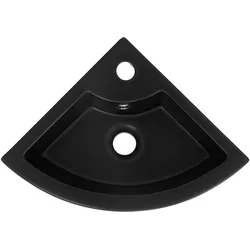 LuxeBath Keramik Eck- Waschtisch Waschbecken Handwaschbecken mit Überlauf 460x330x130 mm