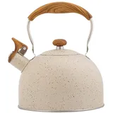 LICHENGTAI 2.5 L Wasserkessel Induktion Pfeifkessel aus Edelstahl Flötenkessel Retro Wasserkessel Teekessel Flötenkessel aus Edelstahl für Gasherd Induktionsherd Herd Wasserkocher mit Griff, Beige