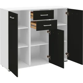 Priess Kombikommode Barcelona 123 x 103 x 38 cm Schwarz/Weiß