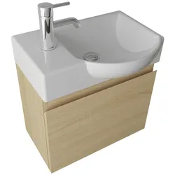 Alpenberger Badmöbel Set Waschbecken mit Unterschrank | Waschtisch Waschbeckenunterschrank Vormontiert | Gäste-WC Badunterschrank Soft-Close Funktion