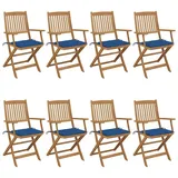 vidaXL Klappbare Gartenstühle 8 Stk. mit Kissen Massivholz Akazie
