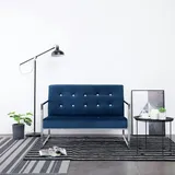 vidaXL 2-Sitzer-Sofa mit Armlehnen Blau Chrom und Samt