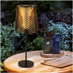 LED Solarleuchte, Loch Design, schwarz, H 50 cm