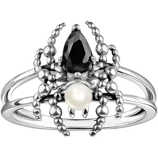 Thomas Sabo Fingerring »Spider Romance, Spinnen-Optik, TR2480-167-7-52-60«, mit Zirkonia (synth.) - mit Süßwasserzuchtperle,