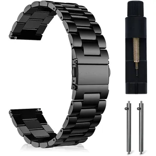 MaEiol 22mm Edelstahl Metall Armband für Huawei Watch GT 6 Pro/GT 6/GT 5 Pro/GT 5/4 46mm /Huawei Watch 5/4 46mm /Ultimate 2, Edelstahl Armband Business Uhrenarmband Armbänder für Damen Herren -Schwarz