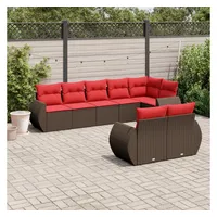 vidaXL Gartensofa-Set 8-tlg. Loungesofa braun