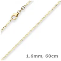 Schmuck Krone Goldkette 1,6mm Panzerkette weit aus 585 Gelbgold 60cm, Gold 585 goldfarben