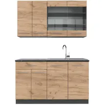 Vicco Küchenzeile Fame-Line 140 cm Goldkraft Eiche/Anthrazit