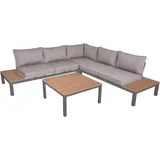 Garden Pleasure Loungegruppe VALENTINA grau, anthrazit Holz, Metall, 15-teilig