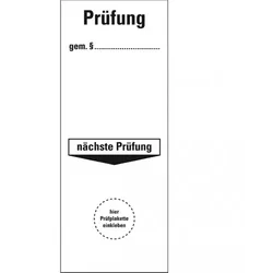 Dreifke® Grundetikett Prüfung gemäß §...nä. Prüfung, ökologische Folie, 40x100mm, 5/Bogen