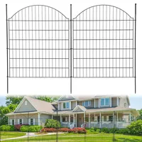 Gartenzaun Steckzaun 10 Panels, (81cm H x 74cm B), Rostfrei Metall Gitterzaun Set - Mobiler Zaun für Hunde, Teich, Pool und Beet | Teichzaun Einfache Montage ohne Graben - A