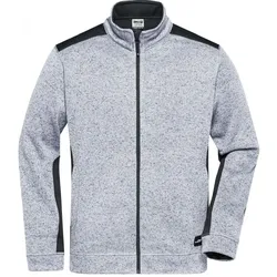 Strick Fleece Jacke "JN862" - M - white-melange/carbon