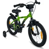 PROMETHEUS BICYCLES Kinderfahrrad 16 Zoll ab 5 Jahre mit Stützräder und Rücktritt GRÜN|SCHWARZ|dunkelgrün 16"