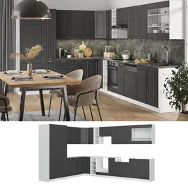 Vicco Winkelküche Fame-Line L-Form 257 x 347 cm Anthrazit/Weiß