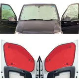 Thermo-Jalousien Kombatibel Mit Peugeot Partner (2007-2018)(Komplettset + Heckklappe + Dachfenster) Rückseite einfärben Rot, Reversibel und Thermisch