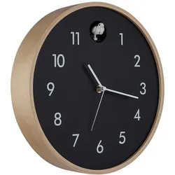Wanduhr Kuckucksuhr Holzuhr analog schwarz natur D 31,5 cm