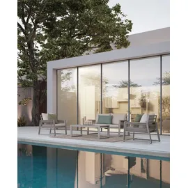 BIZZOTTO Captiva 1 Sofa 2 Sessel 1 Tisch Aluminium, Polyester Beige,