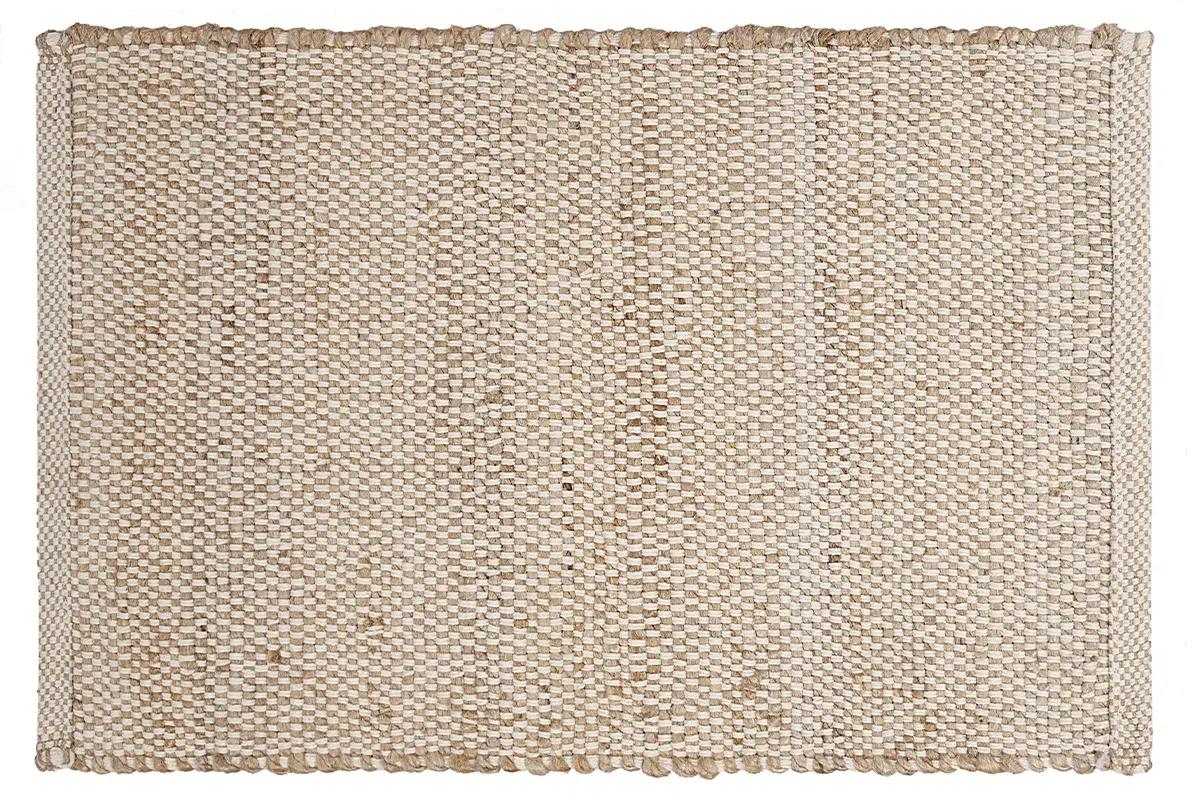 Tapis rectangulaire beige en jute et coton tissés L140 x L200 EFFIA