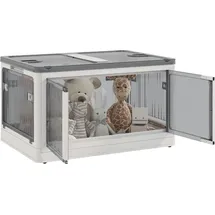 Homcom Aufbewahrungsbox Truhe 99L Stapelbare Auflagenbox mit Rollen, Faltbare Aufbewahrungskiste, 5-seitiger Zugang, Weiß