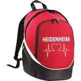 multifanshop Rucksack - Heidenheim - Herzschlag, rot/schwarz, Größe one size