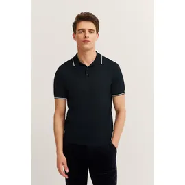 Bugatti Poloshirt "Regular Fit", Herren, Gr. M, blau (390, marine), 65% Viskose, 35% Polyamid, unifarben, regular fit, ohne Ausschnitt, Rippbündchen, Shirts, angenehm weich und zeitloses Design
