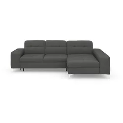 Ecksofa SIT & MORE "Baviene L-Form", grau, B:286cm H:92cm T:176cm, Sofas, inklusive Sitztiefenverstellung und Federkern, wahlweise Bettfunktion
