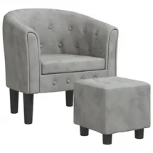 vidaXL Clubsessel mit Fußhocker Samt 59 x 54,7 x 56 cm Hellgrau