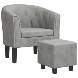 vidaXL Clubsessel mit Fußhocker Samt 59 x 54,7 x 56 cm Hellgrau