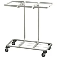 Müllsackständer Orgavente TRIFLUX mobiler Beutelhalter weiß Stahlrahmen auf Rollen mit Beutelhalter für 3x 110 L