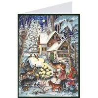 "Sellmer Adventskalender "Winter bei den Tieren" nostalgische Bilder aus Papier mit Umschlag nostalgisch für Kinder und Erwachsene, Weihnachtskalender, Format Postkarte