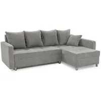 JOB Ecksofa KAPPELN, 228 x 154 cm - Grau Chenille - mit Ausziehfunktion und Bettkasten