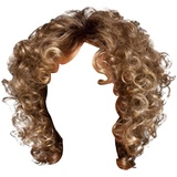 Kurzes lockiges Haar für Frauen, gemischt mit goldenem Stirnband, geeignet für Damenperücken, blonde Perücke, Hochtemperaturseide, schwarze braune Perücke Perücke Kurz Damen Echthaar (Brown, One Size)