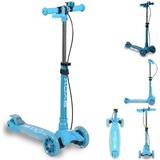 Byox Kinderroller Cube, 3 Räder, klappbar, Klingel Melodie Frontlicht Handbremse blau