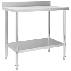 DELUKE® Edelstahl Arbeitstisch KUGO 100x60x93cm mit Aufkantung, Edelstahl Gastro-Arbeitstisch Arbeitsfläche Gastro-Küchentisch Küchen-Arbeitstisch