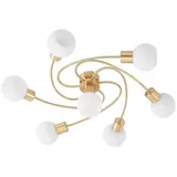 LINDBY Deckenlampe Ciala, 7-flg., messingfarben, Glas, E14