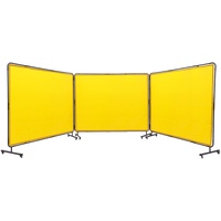 Vevor 3-Panel-Schweißvorhang 1,8 x 2,4 m Schweißschutzvorhang aus Flammhemmendem Vinyl Schweißschutzwand mit 12 Schwenkrädern und einem 6-stufigen UV-Schutz Schweißerdecke Schweißschutz Gelb