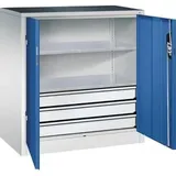 CP-Möbel Werkzeugschrank 8821-5035, aus Metall, grau / blau, mit 3 Schubladen und 2 Fachböden, abschließbar, 93 x 100 x 50 cm