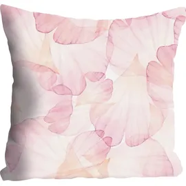 Queence Dekokissen QUEENCE "Ella", rosa (rosa, bedruckt), B:40cm L:40cm, Polyester, Dekokissen_Sitzkissen_Kissenhüllen, mit Ginkoblättern, Kissenhülle ohne Füllung, 1 Stück