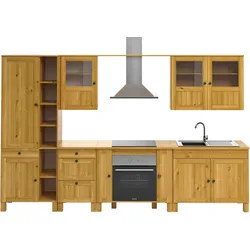 Küchenzeile HOME AFFAIRE "Alby2", front: natur gebeizt, gewachst, korpus: natur gebeizt, gewachst, arbeitsplatte: natur gebeizt, gewachst, B:325cm T:60cm, Komplettküchen-Sets, Breite 325 cm, ohne E-Geräte