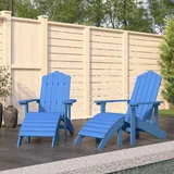 Yolola 2 x Adirondack-Gartenstühle Adirondack Stuhl Gartenstuhl Holz Relaxsessel Adirondack Gartenstuhl Deckchair Balkonstuhl Gartenliege mit 2X Fußstütze HDPE Aquamarin